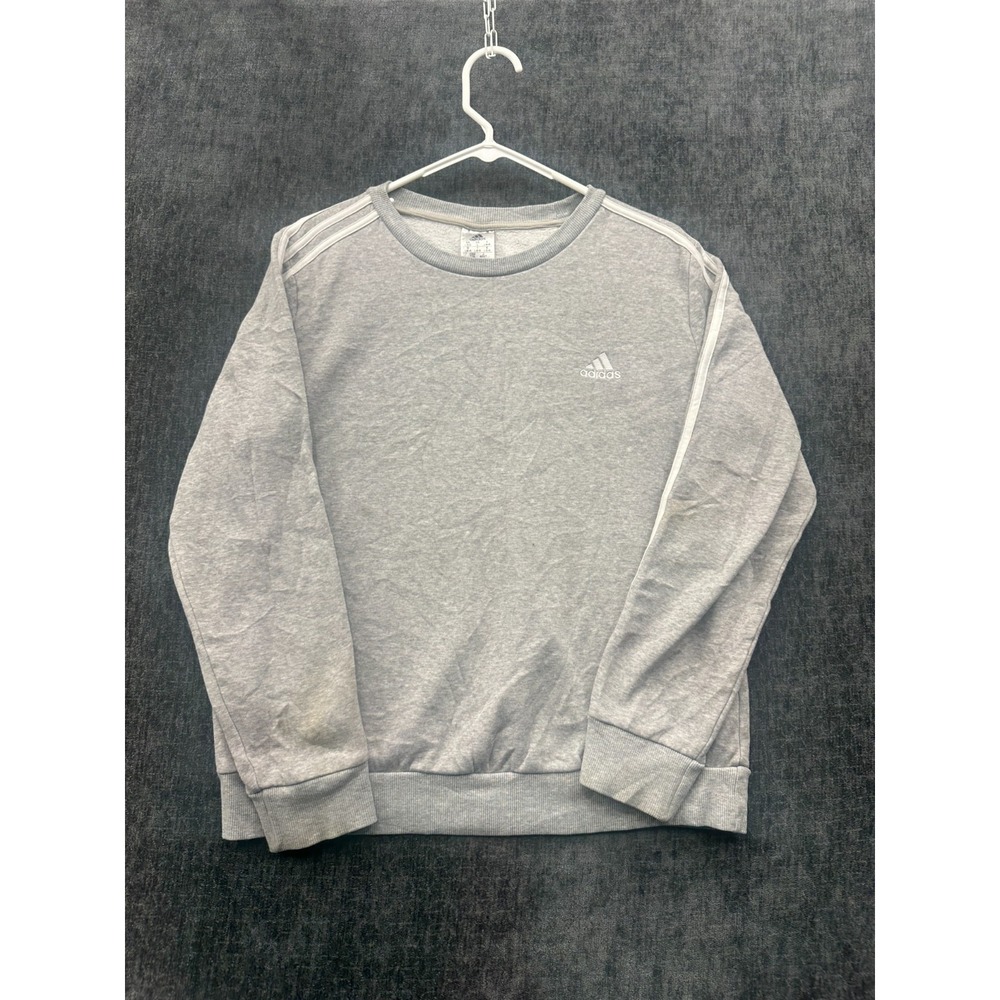 Adidas Essentials French Terry 3-Stripes‎ Sweatshirt Mens Large Gray Workout